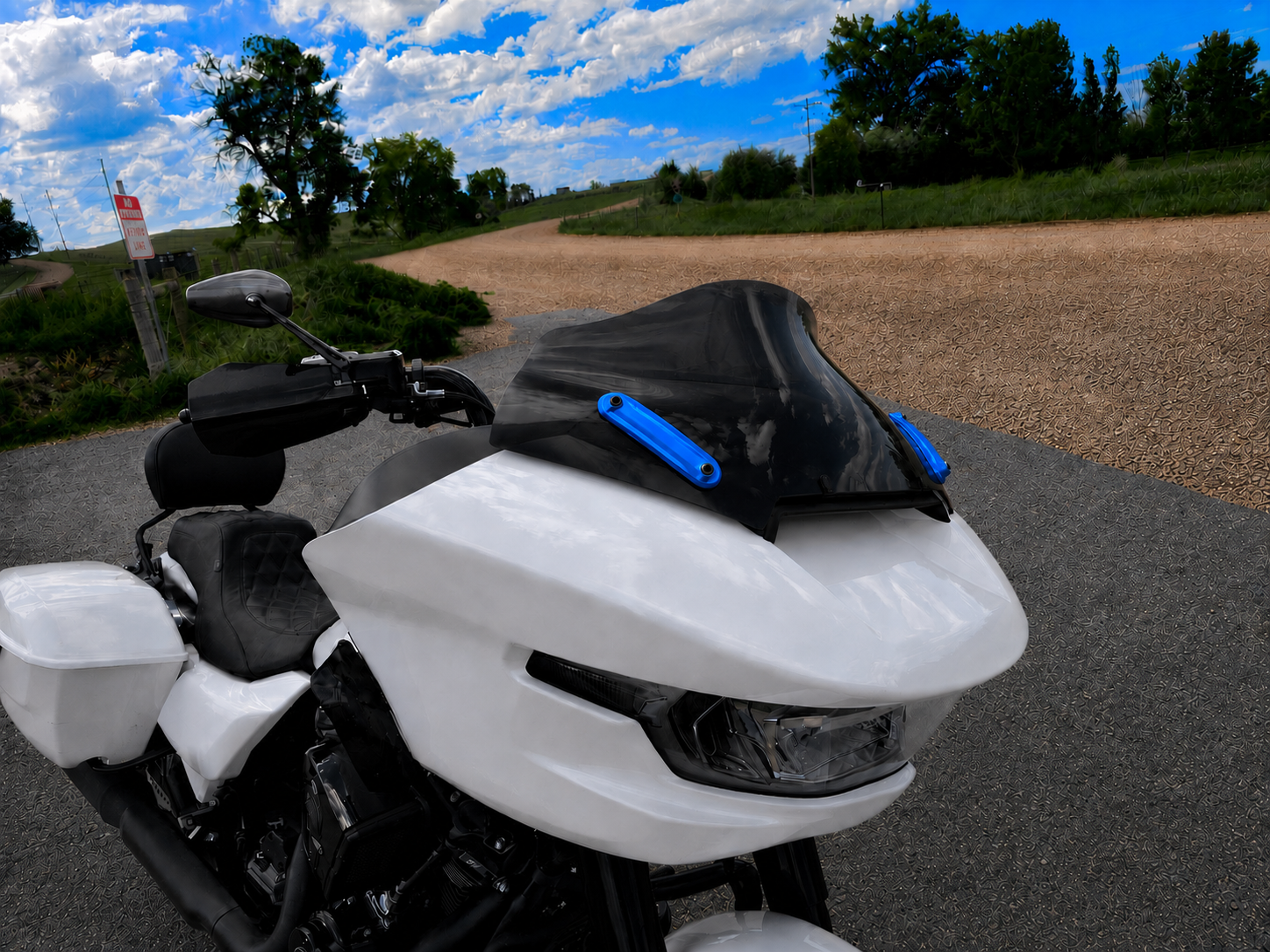 Gloss Blue 10 inch klockworks Windshield Accent Brackets for 2024+ Harley Davidson Road Glide