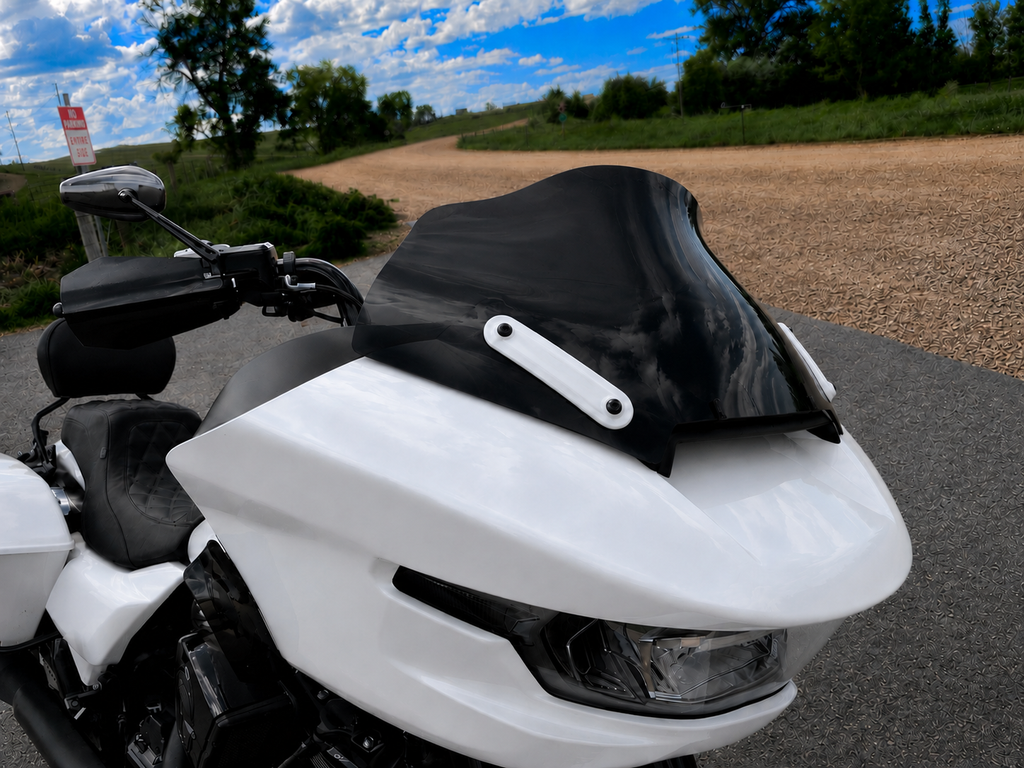 White Windshield Accent Brackets for 2024+ Harley-Davidson Road Glide ( fits 10 inch Klock Works Windshield)