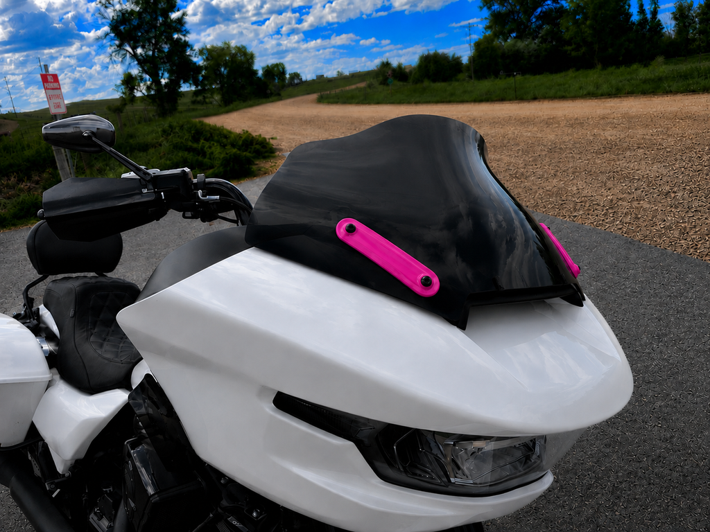 Pink Windshield Accent Brackets for 2024+ Harley-Davidson Road Glide ( fits 10 inch Klock Works Windshield)
