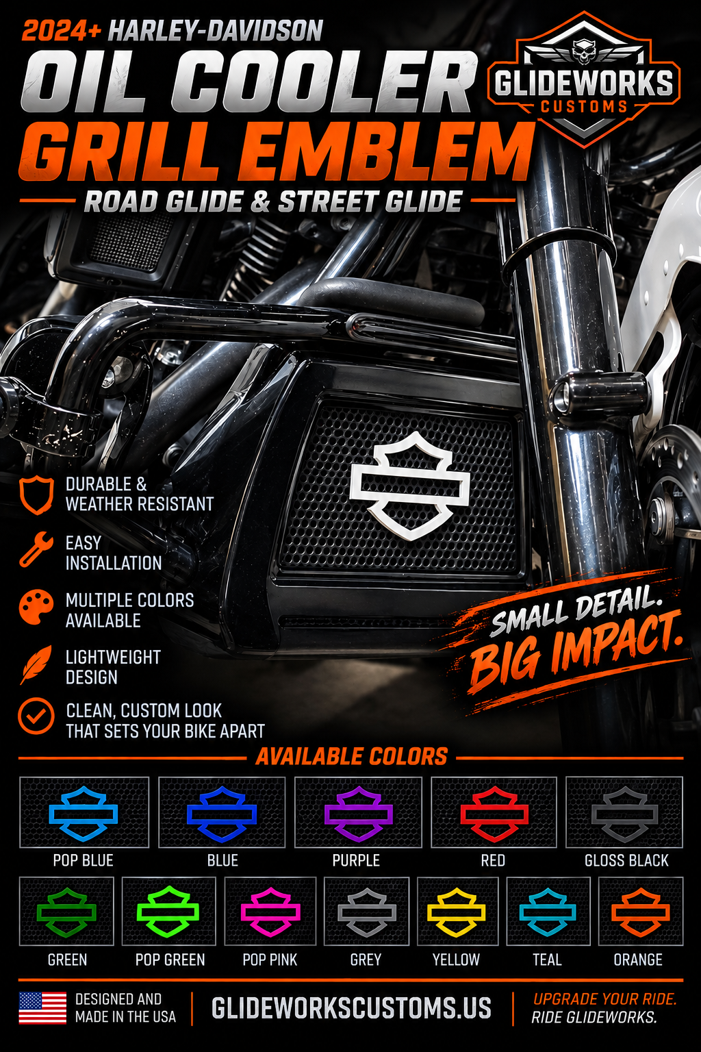 2024+ Harley-Davidson Road Glide / Street Glide Oil Cooler Emblem